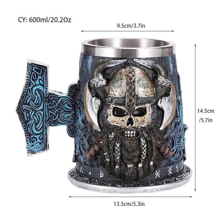 Skull Viking Pirate Tankard: Resin Steel Drinking Vessel & Decor Accent