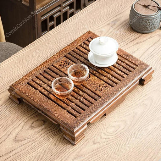 Luxurious Rosewood Tea Serving Tray with Convenient Storage Drawer - Stylish Wooden Table for Home Use