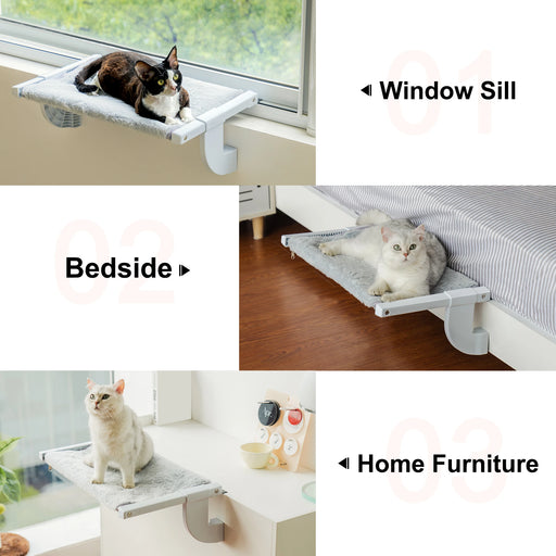 Adjustable Cat Window Perch - Cozy Spot for Bird Watching and Sunbathing, Portable Design, 55x35x18 cm, 1.3kg.