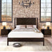 Rustic Golden Brown Acacia Wood Queen Bed Frame with Herringbone Headboard