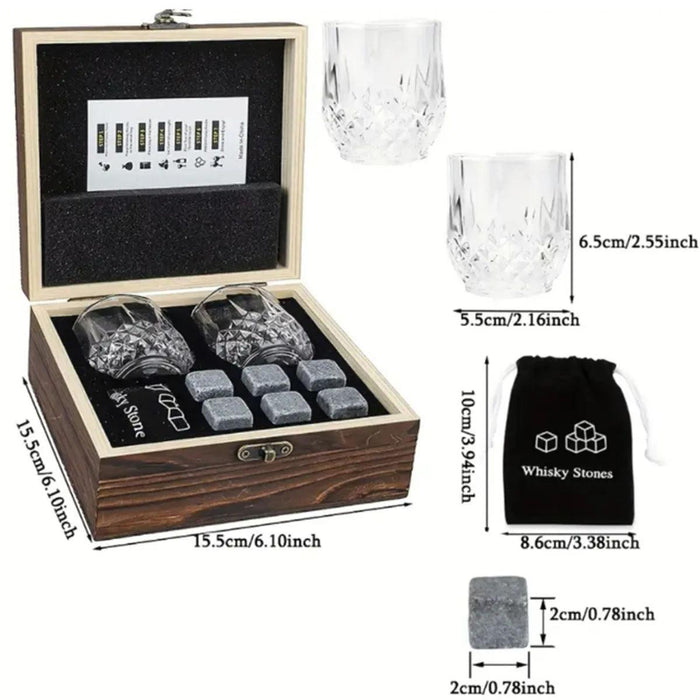 Whiskey Lover's Ultimate Gift Set in Luxurious Wooden Presentation Box - Perfect for Father's Day and Special Occasions