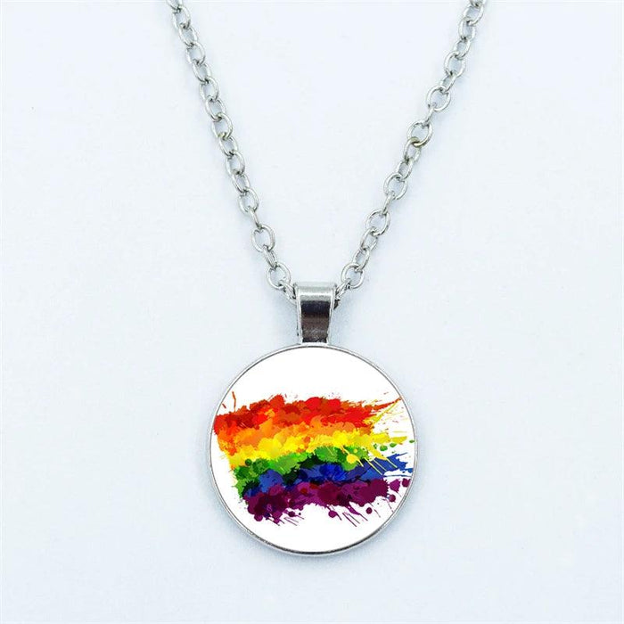 Vibrant Customizable Rainbow Glass Pendant Necklace for Love and Pride Celebration