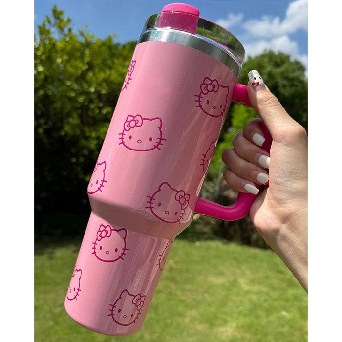 Hello Kitty 40Oz Insulated Stainless Steel Mug with Handle and Straw