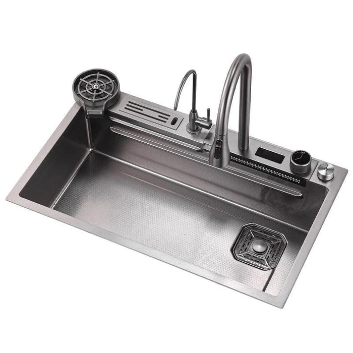 Sleek 304 Stainless Steel Waterfall Kitchen Sink Set with Touch-Control Faucet - Above Counter Installation