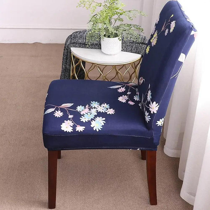 Chic Dark Blue Floral Slipcover for Nordic-Inspired Chairs