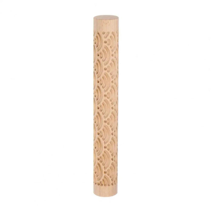 Textured Beechwood Rolling Pin - Versatile Embossing Tool for Baking and Crafting