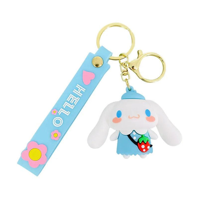 Sanrio Fruit Series Keychain Set - Adorable Kuromi, Cinnamoroll, and Pochacco Charms