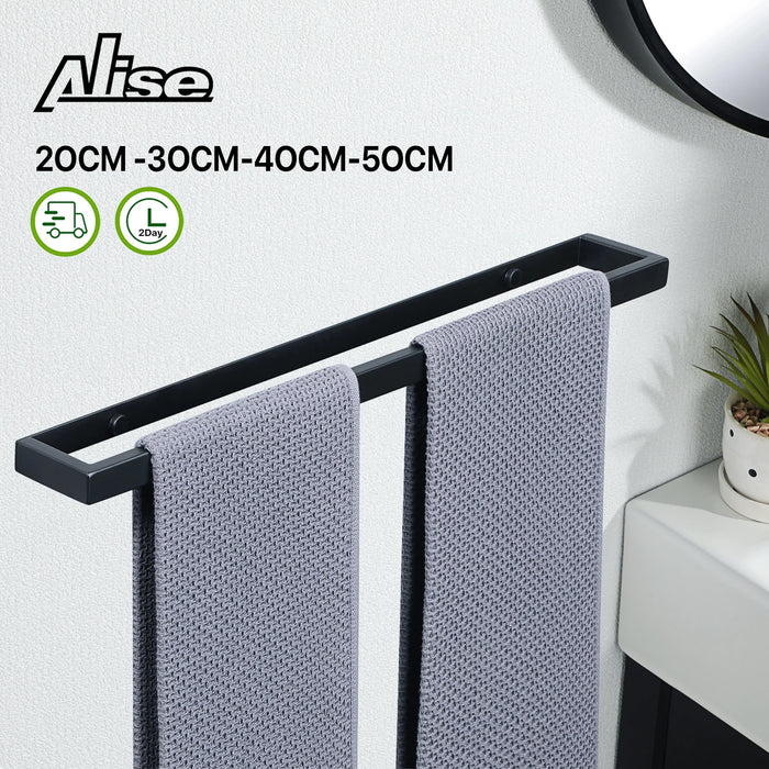 Adjustable Matte Black Stainless Steel Towel Rack with Versatile Wall Mounting Options