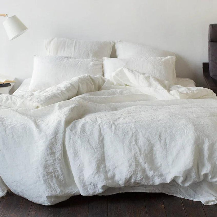 Luxurious French Linen Bedding Set - Enzyme Washed Four-Piece Collection