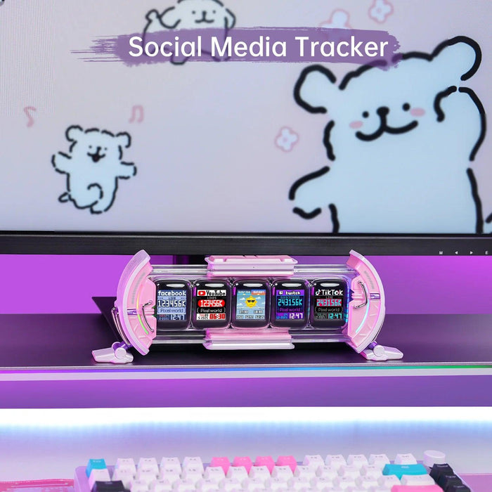 Pixel Paradise Divoom Times Gate Digital Clock for Gamers | Creative Display & Social Media Hub (Pink)