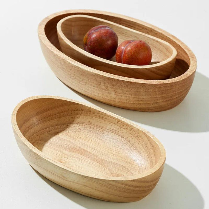 Large Japanese Wooden Nautical Bowl for Salad and Fruit - Elegant Heat-Resistant Tableware