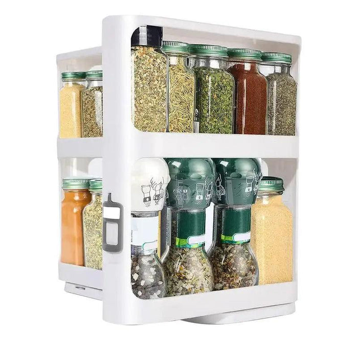 Pull & Rotate Dual-Layer Spice Organizer - 28x13x27CM Kitchen Storage Solution