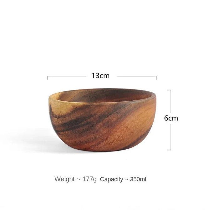 Kids' Safe Acacia Wood Bowl Set - Stylish Anti-Scald Soup and Salad Dishes