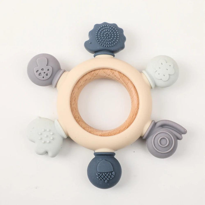 Eco-Friendly Handmade Crochet Baby Rattle with Wooden Teether