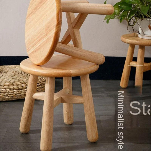 Charming Rustic Wooden Round Bench for Kids - Versatile Stool for Home Decor