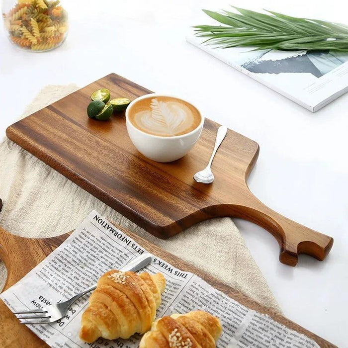 Elegant Japanese Solid Wood Serving Tray Ensemble - Beech, Acacia & Zebrawood Dining Set