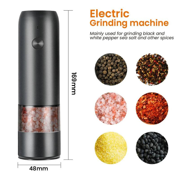 Sleek Rechargeable Electric Pepper Grinder with Adjustable Grinding Levels and Built-in LED Light