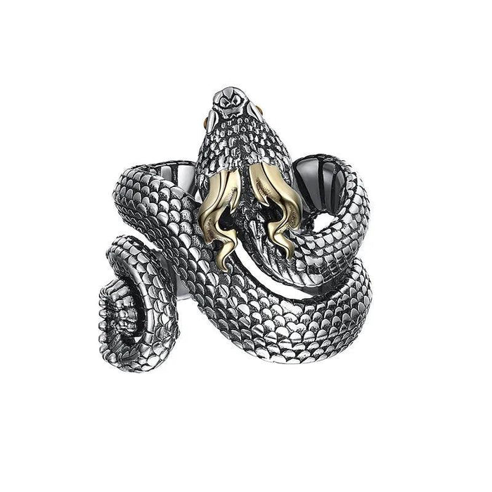 Fierce Vintage Gothic Serpent Wrap Ring - Unique Punk Animal Statement Jewelry