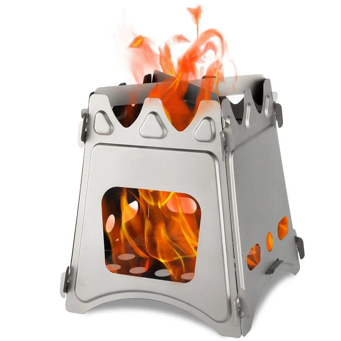 Compact Outdoor Stainless Steel Camping Stove - Perfect for Hiking and Wilderness Cooking