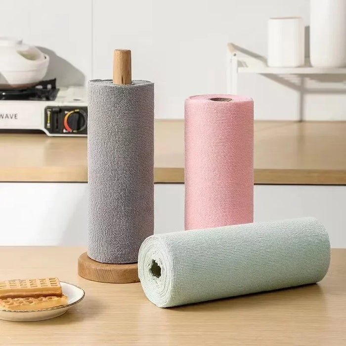 Sustainable Reusable Microfiber Kitchen Cleaning Towels on a Convenient Perforated Roll