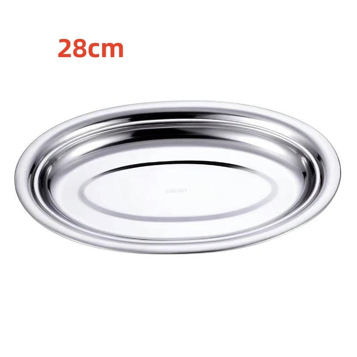 Sophisticated Stainless Steel Oval Serving Plates for an Exquisite Dining Experience