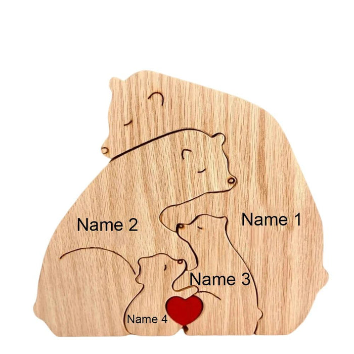 Customizable Bear Family Wooden Puzzle - A Unique Keepsake to Celebrate Family Love