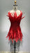 Crimson Elegance Feathered Night Out Dress - Luxe Edition