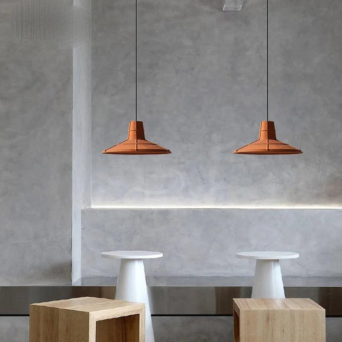 Retro-Inspired Orange Concrete Pendant Light for Contemporary Interiors