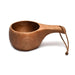 Acacia Wood Finland Kuksa Travel Mug with Handle and Leather Rope Holder - Stylish Drinkware for Coffee, Tea, and Juice