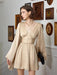 Elegant French V-Neck Slim Fit Dress with Statement Cuffs