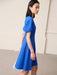 Elegant Minimalist Summer Dress - Stylish Round Neck with Lantern Sleeves