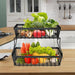 Two-Level Iron Fruit and Vegetable Organizer for Kitchen Efficiency