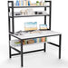 Modern White Office Desk with Hutch and 3-Tier Bookshelf for Stylish Workspace Efficiency