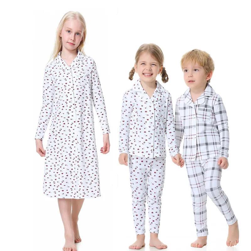 Cozy Plaid Family Matching Romper Set for Kids – Comfortable Cotton Sleepwear