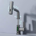 LED Waterfall Faucet with Temperature Display and Rotating Pull-Out Sprayer