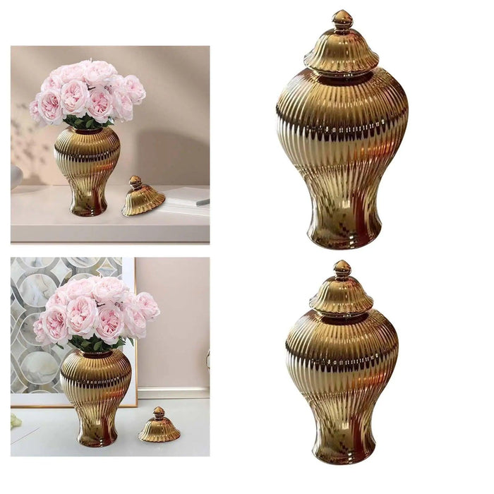 Elegant Ceramic Vase and Ginger Jar Set: Chic Home Decor and Functional Storage