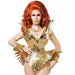 Radiant Gold Leaf Patent Leather Dance Bodysuit Set for Nightlife Glamour