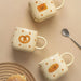 Bread Pattern White Porcelain Coffee Cup Set with Handle - Holiday Cheer Mug