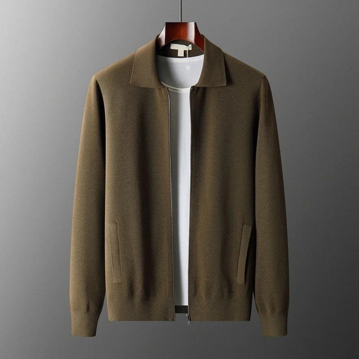 Men's Premium 100% Cashmere Zip-Up Cardigan Sweater