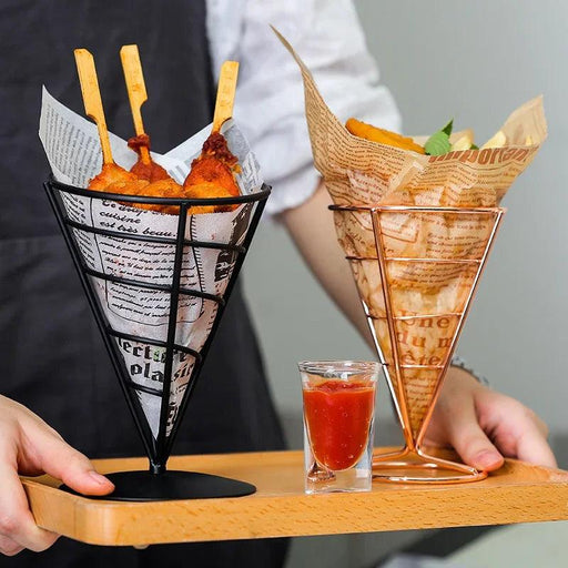 Stainless Steel Snack and Fry Holder with Sauce Cup - Your Ultimate Snacking Companion