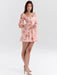 Floral Ruffled Puff Sleeve Backless Mini Dress for Women - Chic Party Clubwear