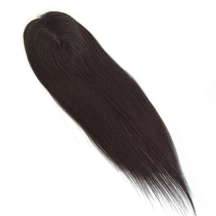 6x5 Inch Clip-In Real Hair Topper for Thinning Hair with Double Circle Base and 4 Secure Clips