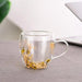 Elegant Double-Wall Glass Mug with Real Dried Flower Infusion - Heat-Resistant Tea and Coffee Cup with Stylish Handles