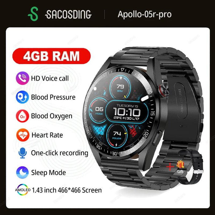 Advanced 4G RAM Smartwatch with Always-On Display - Bluetooth Calling, Health Monitoring, Music Storage - Compatible with Android & iOS