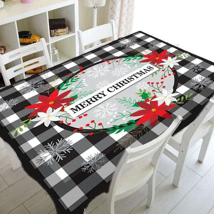 Festive Waterproof Polyester Christmas Lightweight Tablecloth for Holiday Partie