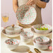 Charming Korean Ceramic Dining Set with Lid - Peach Designed Rice, Soup Bowls, and Elegant Pink Plate with Handle Bowl