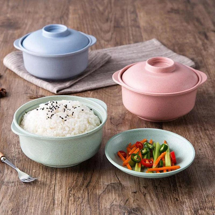 Eco-Friendly Japanese Noodle Bowls with Lids - Stylish Soup and Rice Containers for Healthy Dining