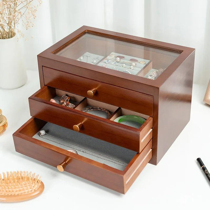 Artisan Crafted Wooden Jewelry and Makeup Storage Chest - Timeless Elegance for Women