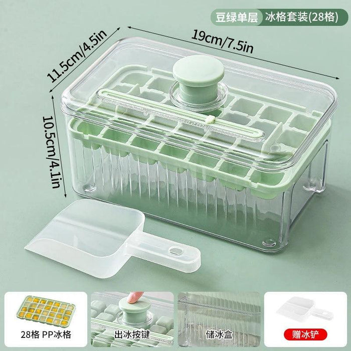 30-Grid Push-Button Ice Cube Tray - BPA-Free Lidded Mold for Quick Ice Release