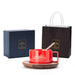 Elegant American Heritage Ceramic Coffee Cup Set with Walnut Cup Holder and Gift Box